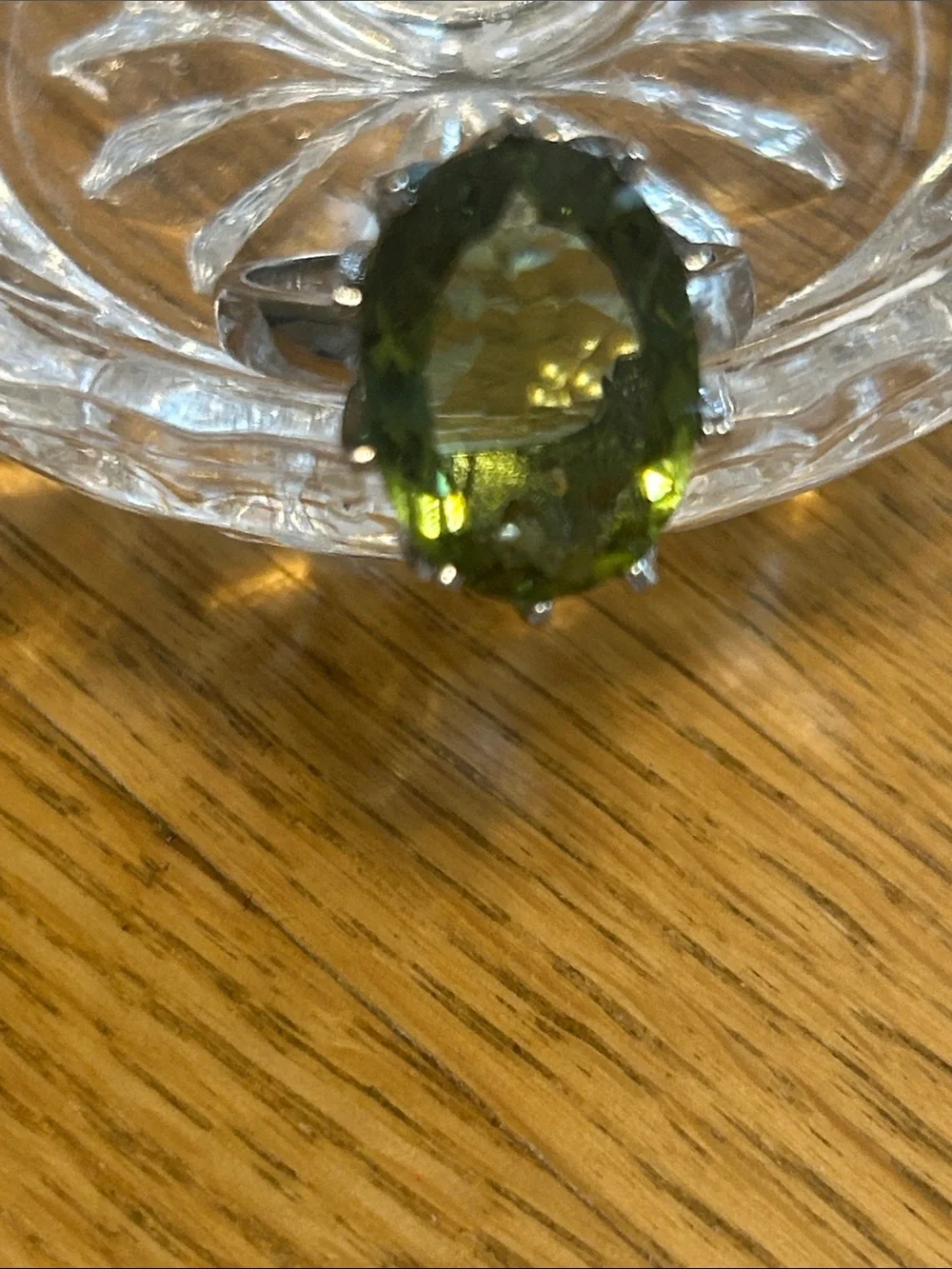 Sterling Silver Green Oval Gemstone Halo Ring - Women's Jewelry